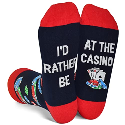 GOLIN Funny Gambler Novelty Socks Crazy Las Vegas Nights Casino Gifts Gambling Gifts for Poker Card Game Lover