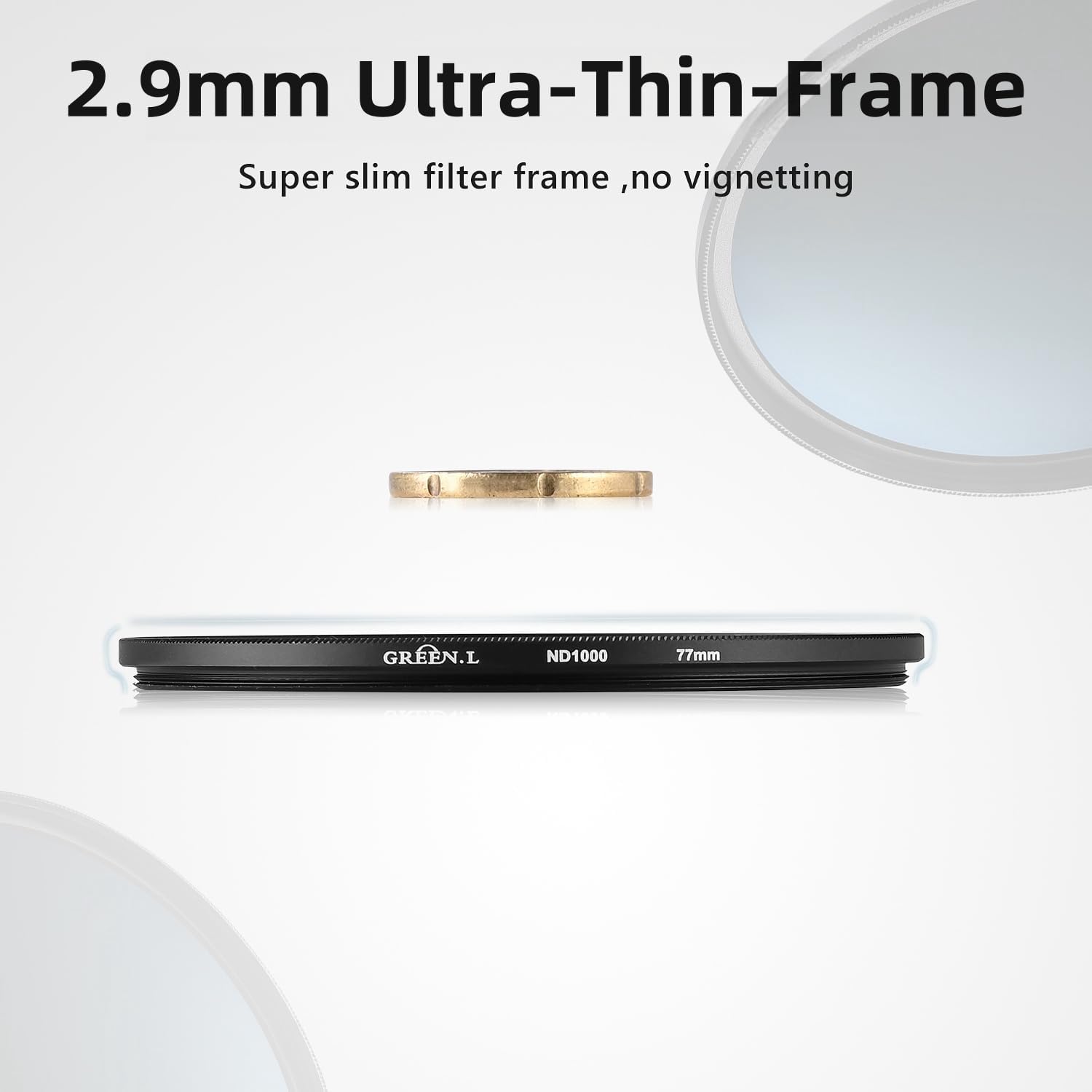 GREEN.L 95mm ND1000 Filter, Slim 10-Stop Fixed Neutral Density 95mm ND Filter for Long Exposure Photography