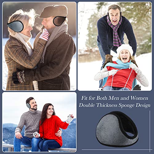 Satinior Ear Muffs For Winter Multicolor Windproof Ear Cover Behind The Head Women Men's Ear Muffs Unisex Foldable Earmuffs Ear Warmers For Outdoor Sports, Black, Light Gray, Navy, Brown, 4 Pieces #TOP6