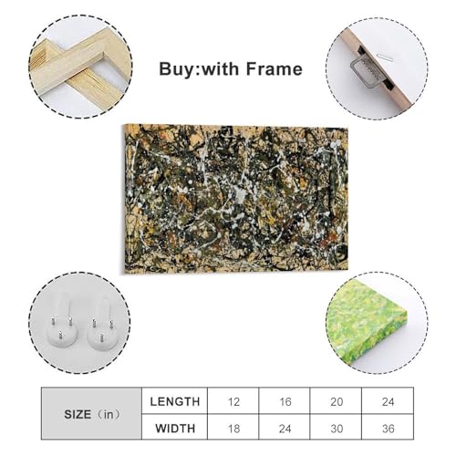 Impression esthétique sur toile Art numéro 8 Jackson Pollock premium 40x60 - 3