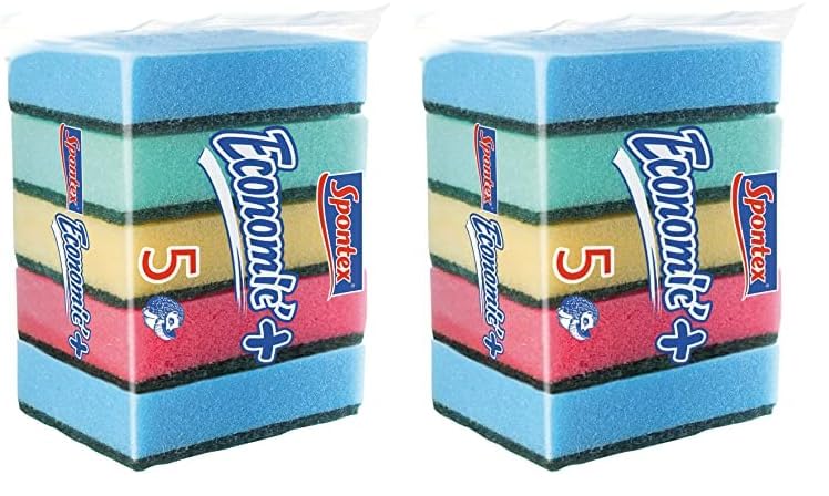 Spontex 61590001 Estropajos con Esponja de Poliuretano, 5 Unidad (Paquete de 2)