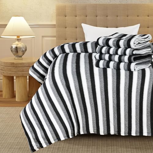 Image of CHANDRAVATI Stylish Polar Fleece Single Bed AC Fleece Wool Blanket - 58x88 Inch || Skin Friendly ||Black & White|| (60)