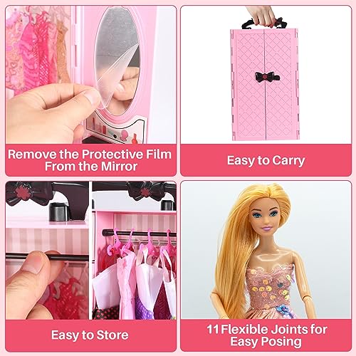 Yutoy 122 Pcs Doll Closet Playset with 11.5 Inch Dolls, Clothes and Accessories - Image 4