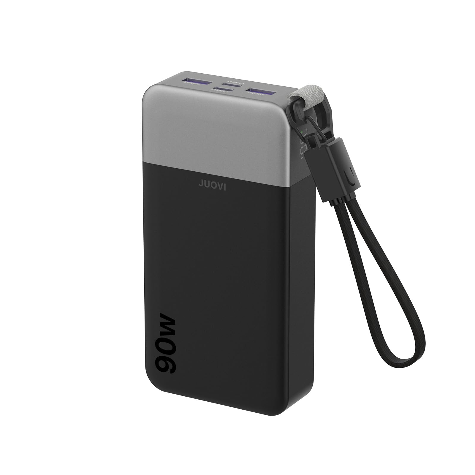 JUOVI Power Bank 20000mAh 90W Caricatore Portatile con Cavo Rimovibile | Ricarica Rapida PD QC con 4 Porte Display LED Batteria Esterna per Laptop MacBook iPad Steam Deck Telefoni