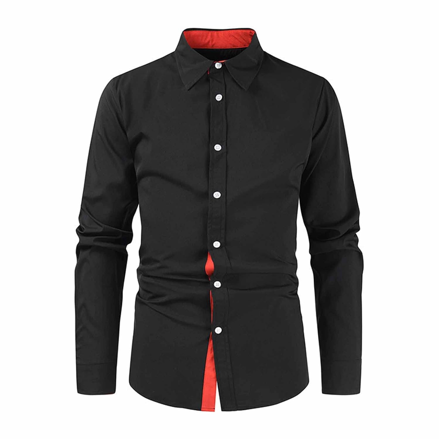 Zeiyignr Mens Dress Shirts Long Sleeve Button Down Casual Shirts for Men Inner Contrast Formal Business Party Wedding