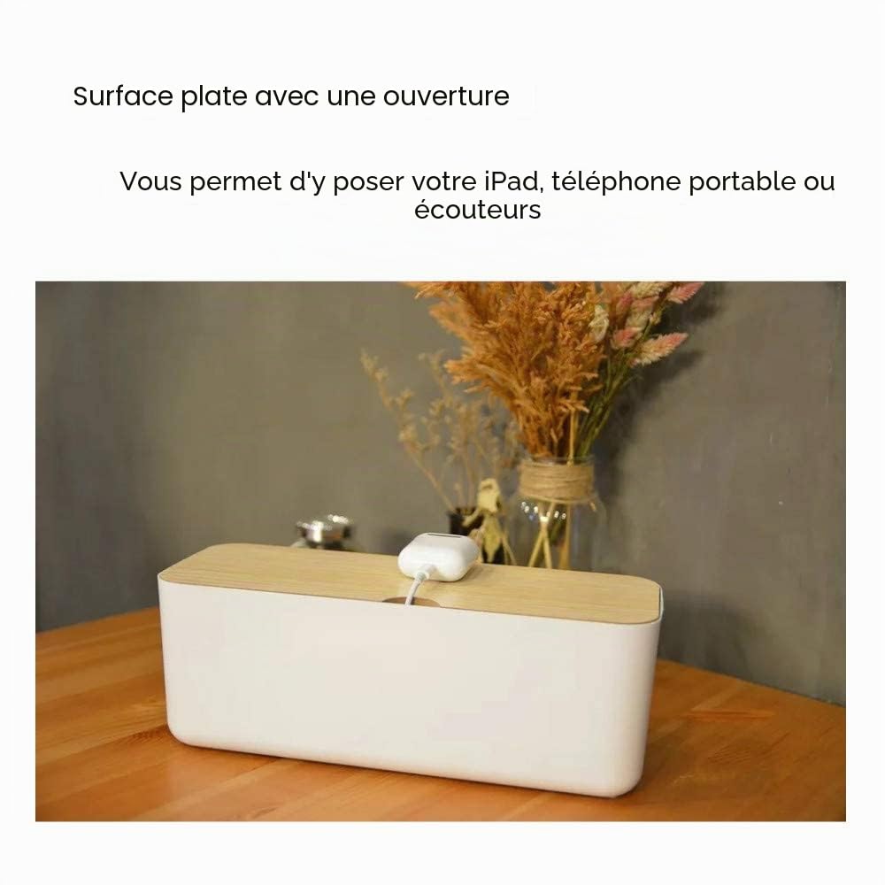 Boîte de gestion des câbles, boîte organisatrice de câbles, cachez et dissimuliez les multiprises et les câbles électriques des téléviseurs, ordinateurs et bureaux (Blanc, 2 pièces)