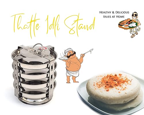 Image of BLeaf Stainless Steel-4 Plates Premium Thatte Idli Stand | Dhokla Maker (4 Plate, 4 Idli)