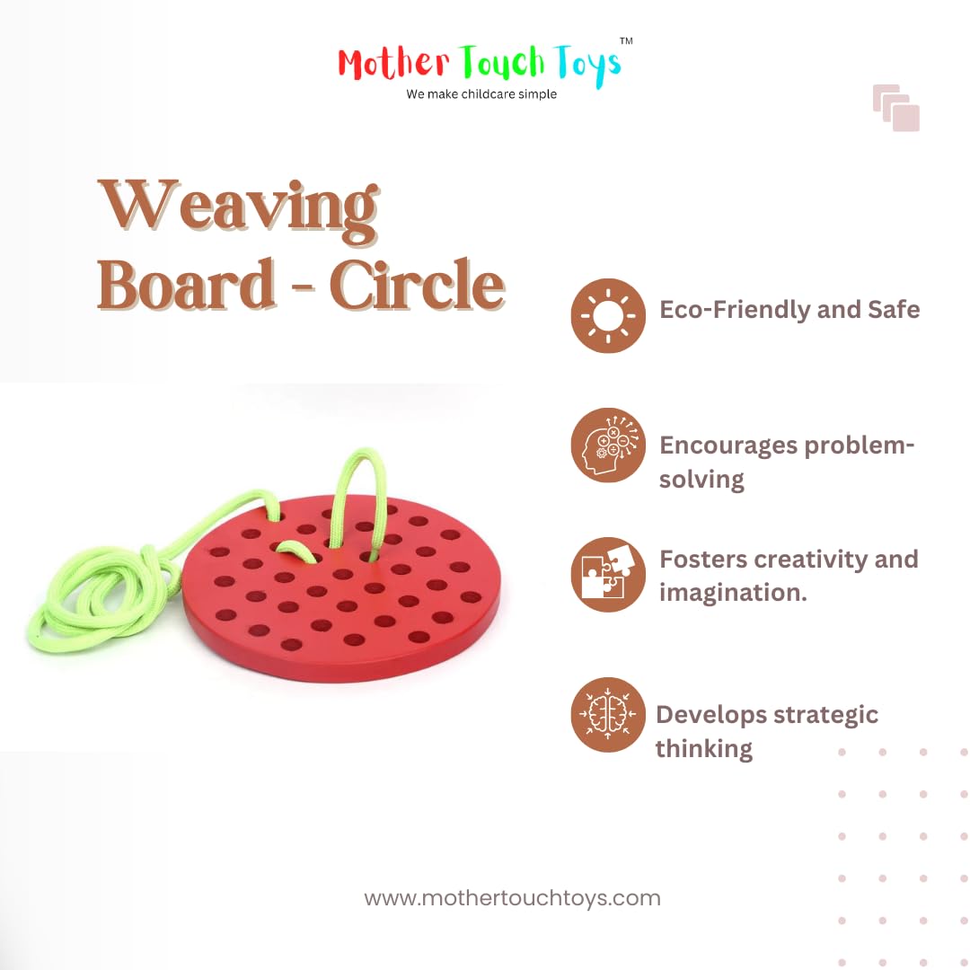 Mother Touch Toy Handmade Wooden Weaving Board -Circle | Indoor Playing | Infants Toddlers | Non Toxic | Eco Friendly Enterainment Toy | Wooden Toys