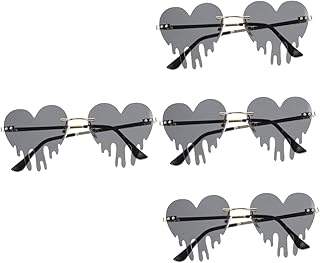 4 Pçs Lágrimas Óculos Engraçados Óculos De Sol Transparentes Óculos De Sol Em Forma De Coração Óculos De Sol Polarizados Divertidos Óculos De Sol Femininos Sem Aro Óculos De Sol