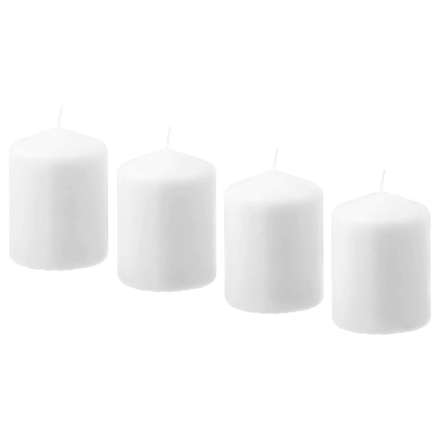 My- Stylo Collection Unscented Block Candle, White, 8 cm, 4 Pack, Product Size: Height: 8 cm Diameter: 5.7 cm Burning Time: 15 Hr Package Quantity: 4 Pack, Materials: Paraffin/Vegetable Wax