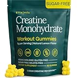 Sugar-Free Creatine Monohydrate Gummies 5gram per Serving, Potent Creatine Gummies for Men & Women, Supplement for Muscle Support, Cellular Energy & Cognitive Function [Lemon Drops Candy Flavor]