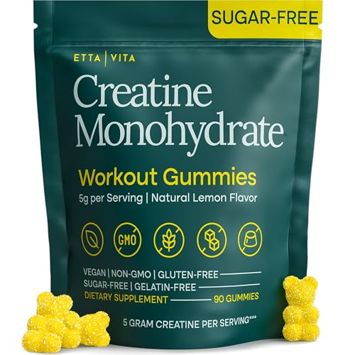 Sugar-Free Creatine Monohydrate Gummies 5gram per Serving, Potent Creatine Gummies for Women & Men, Supplement for Muscle Support, Cellular Energy & Cognitive Function [Lemon Drops Candy Flavor