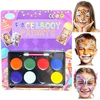 Face Paint Kit for Kids - Professional Face Painting Kit for Kids, Face Paint Halloween Makeup Kit, 8 Colours Face and Body Painting Palette, Non-Toxic & Washable Body Piant for Halloween Make Up
