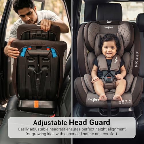 Image of Baybee Convertible Car Seat for Baby 0 to 12 Years with ISOFIX, 3 Position Recline, Headrest Adjustable | ECE R44 /04 Safety Certified | Travel Baby Car Seat for Toddlers Kids Boys Girls (Brown)