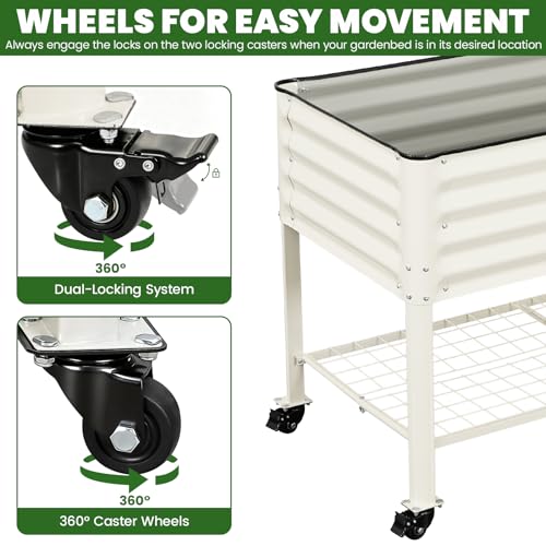 G GOOD GAIN Elevated Raised Garden Bed Kit with Wheels, Rack,2x4ft, White by G GOOD GAIN - Used condition - Image 5