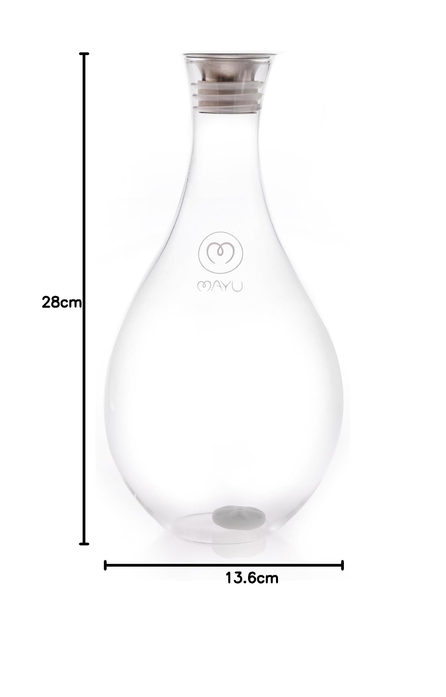 MAYU, Brocca in vetro di ricambio progettata per dispositivo ad acqua strutturata a spirale, 1,5 litri, 100% vetro borosilicato di grado A, lavabile in lavastoviglie, base a spirale non inclusa