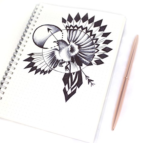 Hieno Supplies Dotted Journal Notebook - A5 Sized Spiral Journal with Rose Gold Color Pen - Best for Journaling & Drawings - 160 Thick Dot Grid Pages with Transparent Cover