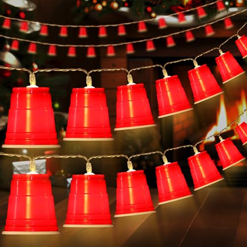 Guirlande lumineuse rouge 30 LED Hiboom pour décoration de fête blanche à la maison