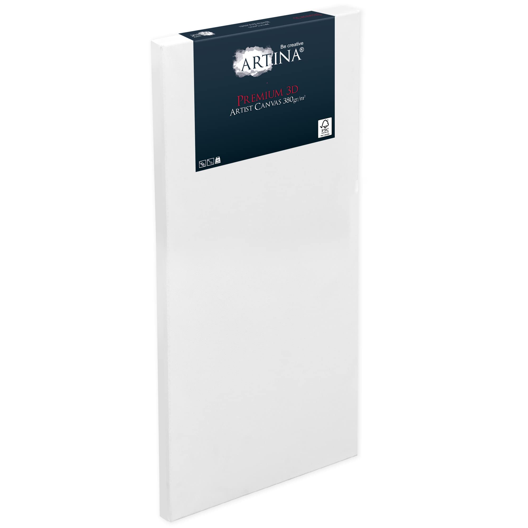 Artina Set de 4 Lienzos grandes para Pintar FSC® Canvas con Bastidores Tela | 50x150cm blanco 100% algodón tela preestirado estables Lienzo Grande Madera bastidor cuña óleo acrílico 3D Premium