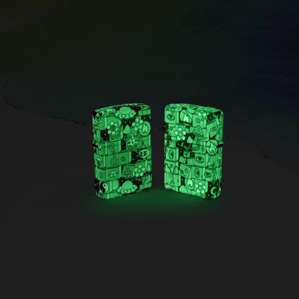 Zippo Abstract Design Glow in The Dark Green Pocket Lighter