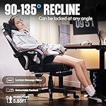 Dowinx Fabric Gaming Chair, Ergonomic Computer Chair with Footrest and Pocket Spring Cushion, Height Adjustable Video Gamer Chair with Lumbar Support for Adults, Black - Image 5