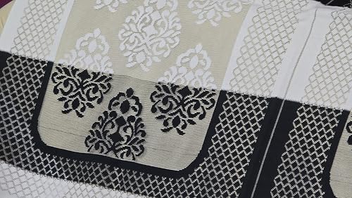 Image of Fab Nation Sofa Cover L Shape 5 Seater with Corner L Type Fully Covered Sofa Set for Living Room | Cotton Sofa Slipcovers for 3 + 2 Seaters Cover + 2 Setty Covers + 1 Table Cover Set | Black