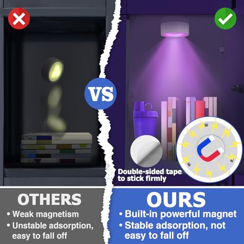 Image of Apipi Magnetic Locker Light - Timer Control LED Puck Light, Multi-Colors Changeable and Battery Powered, Easy On /Off for Locker Decoration, 1 Pc