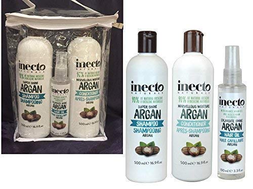 Inecto Naturals Super Shine Trio Argan Shampoo, 500ml Jeder & Arganöl 100ml - 90% Natürliche & Nicht Getestet auf Tieren Vegan Freundlich Cover