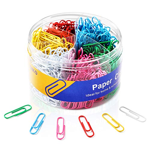 Paper Clip Large Paper Clip 300 Vinyl Coated Smooth Paper Clip Paper Clips are Durable and Anti-Rust, Very Suitable for Office, School and Home Filing (Color, 50mm).
