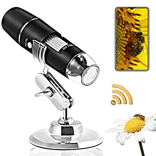 Wireless Digital Microscope Handheld,1080P HD WiFi USB Microscope, 1000X Magnification, Built in 8 LED Lights,Portable Microscope for iPhone/Ipad/Android