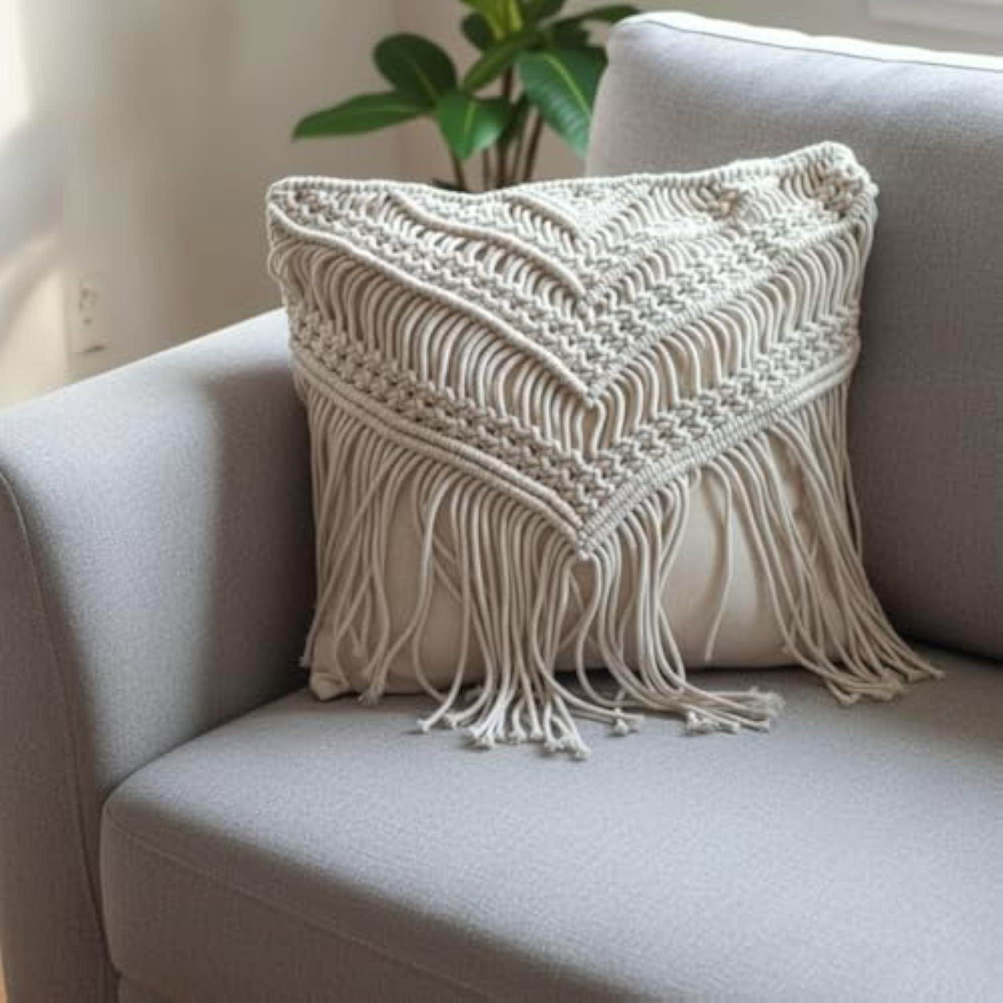 Woven Cascade Macrame Cushion
