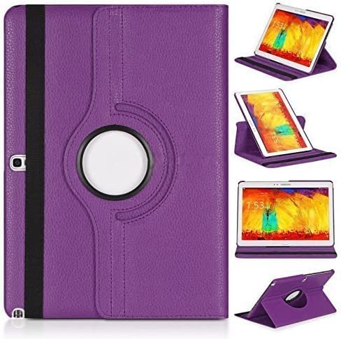 360 Degree Leather Stand Folio Cover Rotate Case for Samsung Galaxy Tab S 10.5" SM-T800 T805 (Purple)