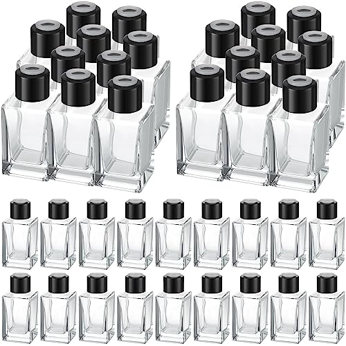 Umigy 50 Set Glass Diffuser Bottles Reed Diffuser Empty Jars Clear Fragrance Bottle with Black Caps 50ml 1.7 oz Essential Oil Jars for DIY Fragrance