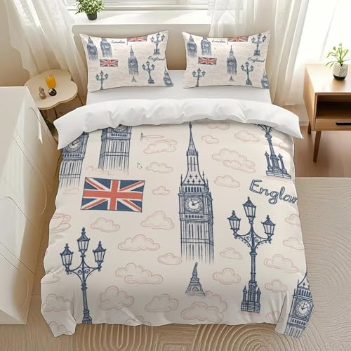 SANTOZORY London Icons Pattern Bedding Comforter Sets