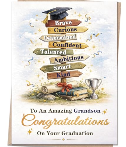 Mcduldul Graduation Card for Grandson, Congrats Grad Grandson Gifts Card for High School,...