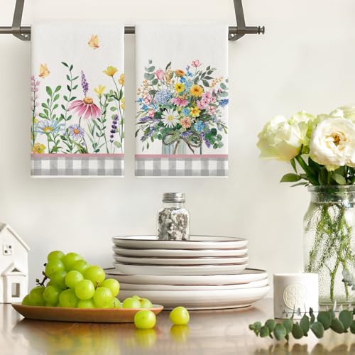 Artoidmodebuffaloplaidwildflowerfloralspringkitchentowelsdishtowels18x26inchfarmhousesummerdecorationhandtowelssetof2 Urban Country Home Decor Artoid mode buffalo plaid wildflower floral spring kitchen towels dish towels 18×26 inch farmhouse summer decoration hand towels set of 2 urban country home decor