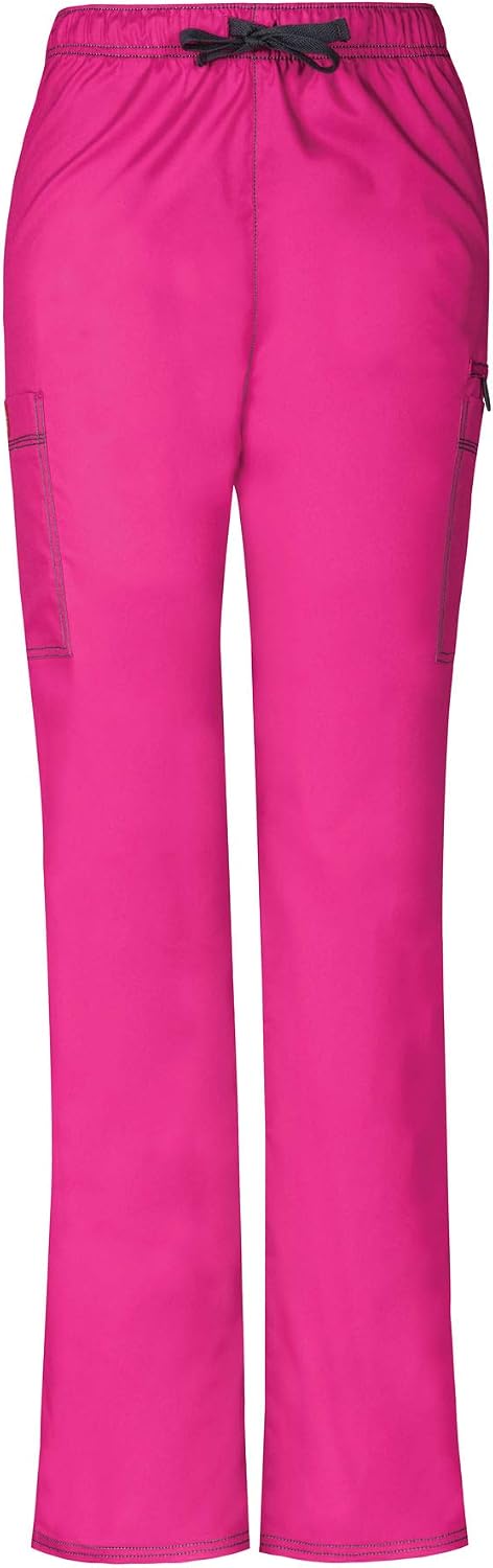 Dickies Gen Flex Men & Women Scrubs Pant Natural Rise Drawstring Plus Size DK101, 5XL, Hot Pink