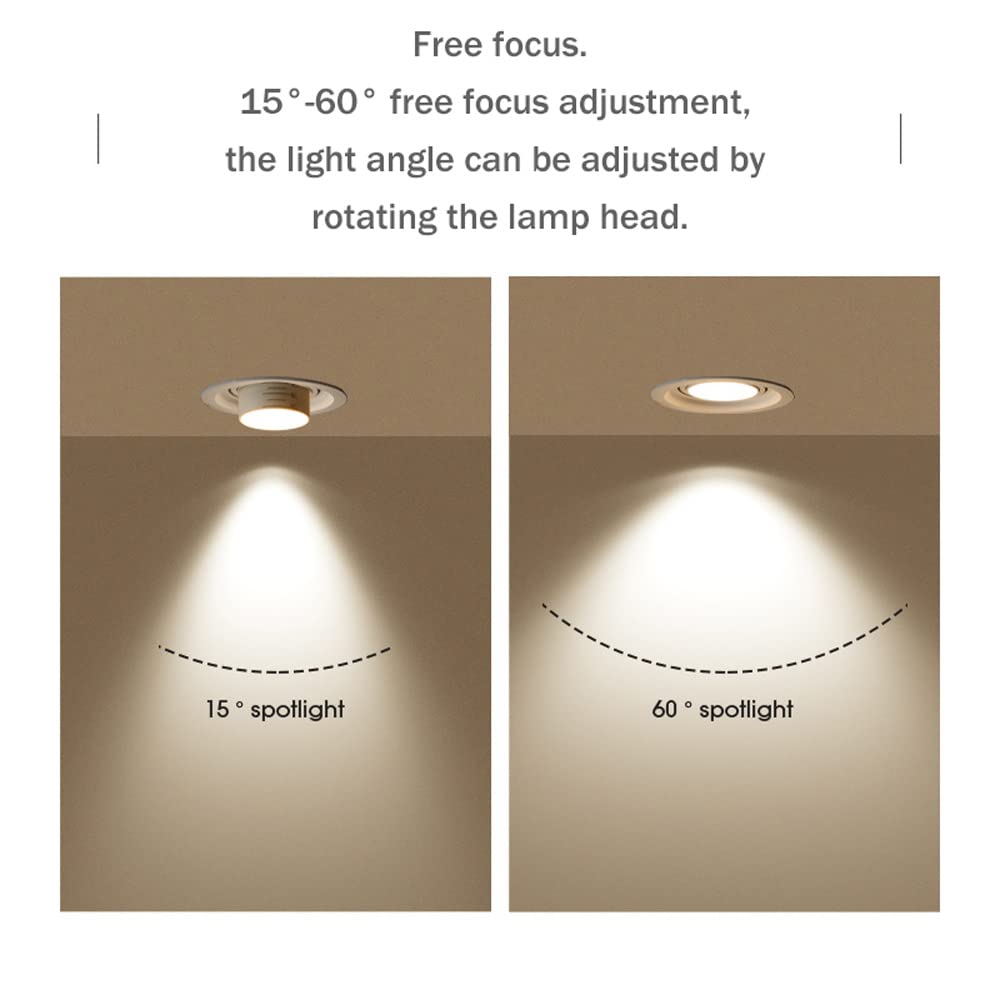 Oprawa typu Downlight 7 W 3 cale z możliwością przyciemniania Oprawa skupiająca LED Oświetlenie wpuszczane Koncentrująca lampa sufitowa Oprawa typu Downlight wpuszczana Światło 3000–6000 K (A)