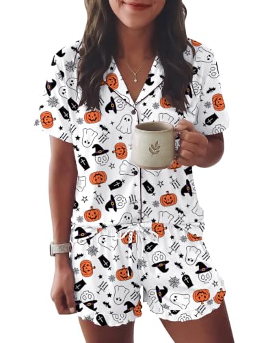 Image of Ekouaer Womens Pajama Sets Button Down Cute Ruffled Pjs Set Sleepwear