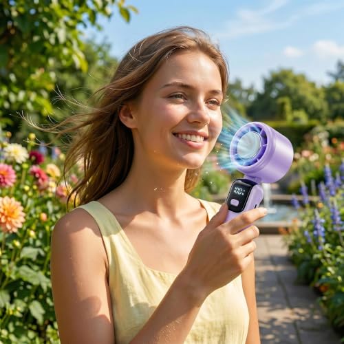 Image of OLV Mini Portable Hand Fan, 14000 RPM High Speed with Ice Frost Touch Mode, 2400mAh USB Rechargeable Battery, LED Battery Display, 90 Rotatable Mini Fan for Travel, Office, Makeup & Outdoor