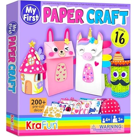 KRAFUN My First Unicorn Bunny Paper Craft Kit for Toddlers and Girls Age 3-8 Years Old, Include 18 Cute DIY Arts and Crafts Projects, Organized Art Activities Supplies Box Preschool Creative Toys Cover