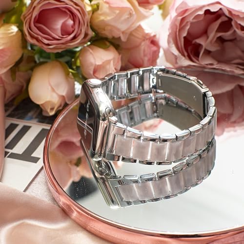 Image of My Pretty Strap - Compatible Apple Watch Band Strap, Stainless Steel Fashion iWatch Replacement Strap- Easy Resizing, No Tool Needed, Fits Most Wrists- Series 1-11, SE and Ultra