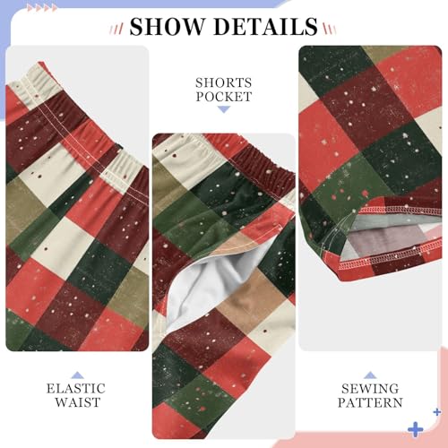 Boys' Pants Christmas Checkered Long Bottoms Jogger Pants Elastic Waist Trousers with Pockets S-XL4