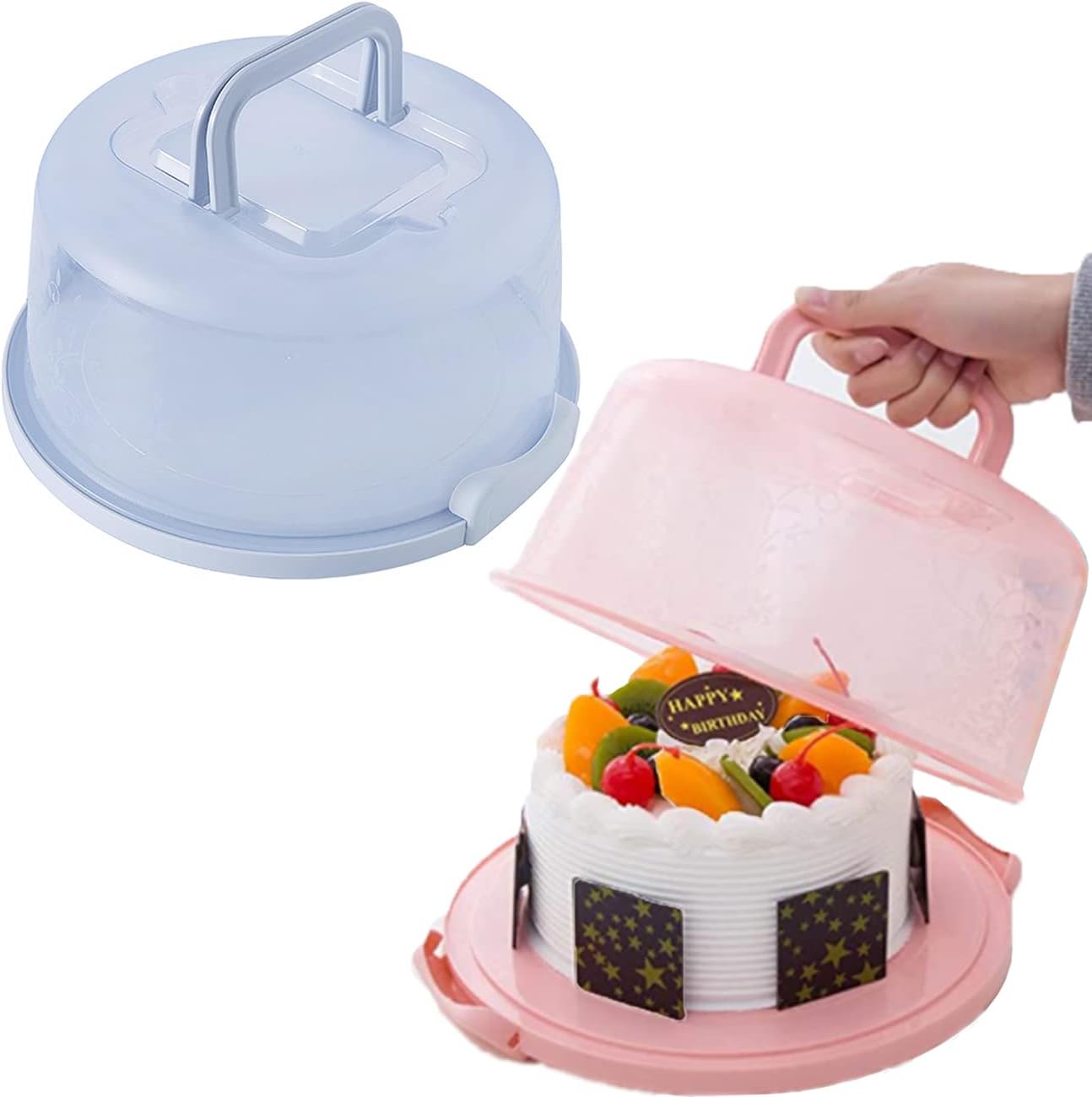 Saijer Round Cake Box,Cake Transport Box,Portable Cake Box,Plastic Large Cake Carrier,Cake