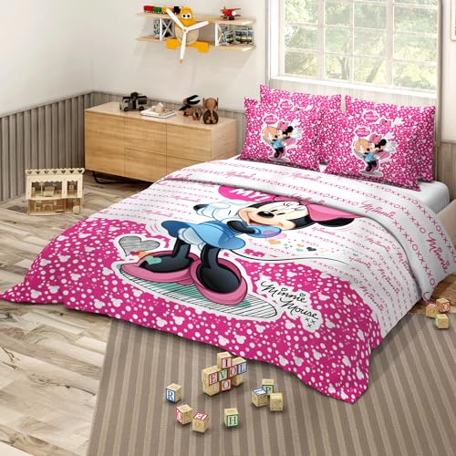 Image of Sassoon Disney Minnie Mouse Digital Printed 100% Cotton Bedsheet with 2 Pillow Covers in 300TC