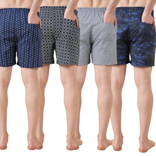 Image of Urban Scottish Ultra-Comfortable Men's Boxer Pants (Pack of 4), 100% Cotton with Stylish Print, Soft & Stretchy Elastic Waist Band, Dynamic Movement & Hardwearing Stitching,Breathable Gentle Snug Fit