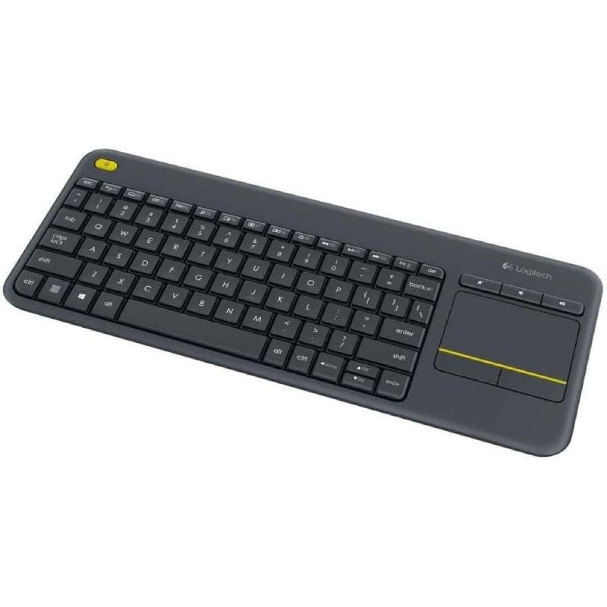 Logitech K400 Teclado Táctil Inalámbrico Plus para TV con un Control Multimedia y Panel Táctil, Teclado HTPC para TV conectada a PC, Windows, Android, Chrome OS, Portátil, QWERTY Español - Negro