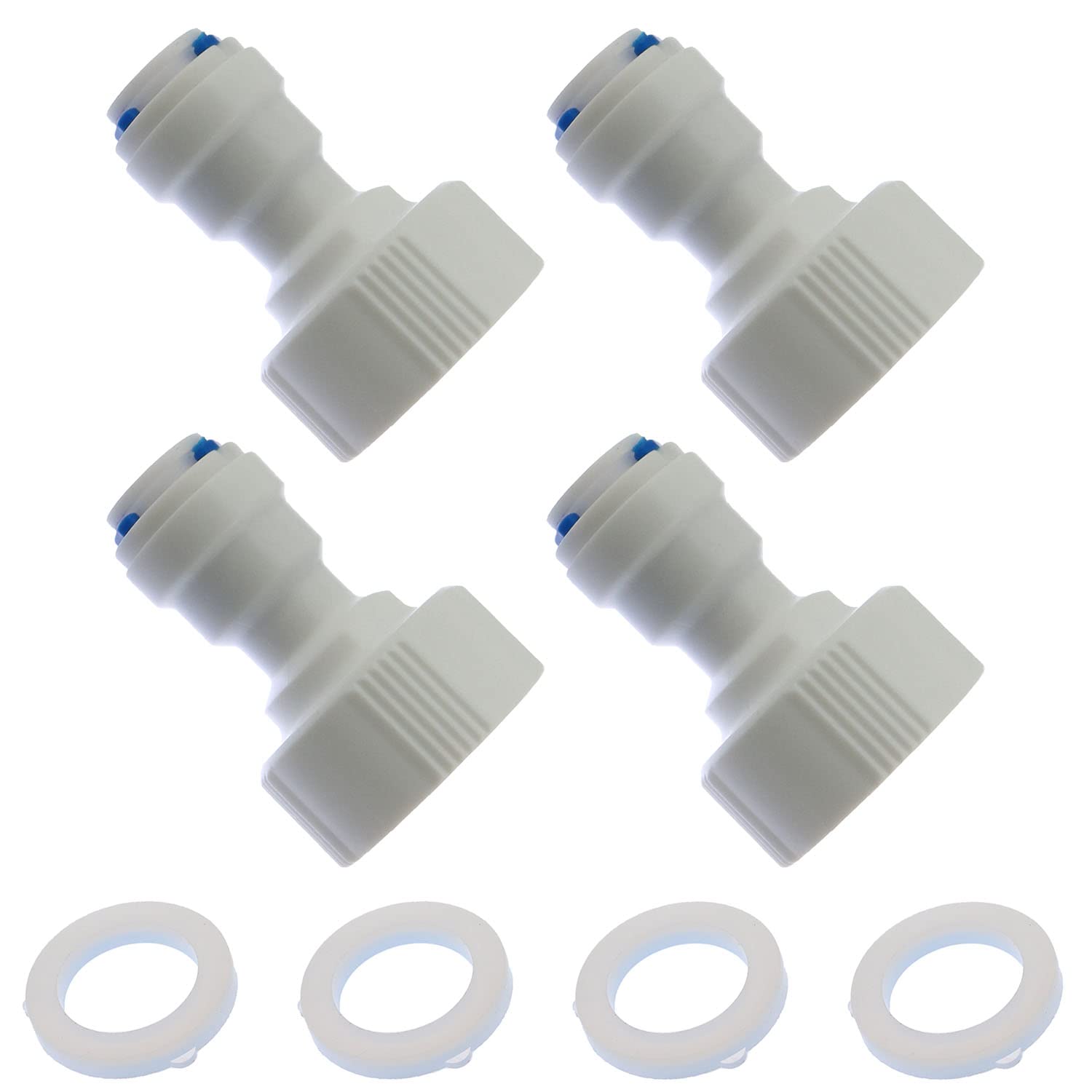 MEETOOT 4pcs 3/4" FNPT to 3/8" Tube OD Straight NPT Thread Adapter Water Purifier Accessories