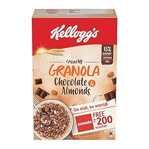 Kelloggs Crunchy Granola Chocolate & Almonds, 450 g | Breakfast Cereal | Multigrain Flakes
