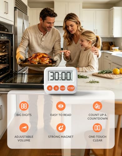 2 Pack Digital Timer for Classroom & Kitchen, Large LCD Countdown Timer - Image 2